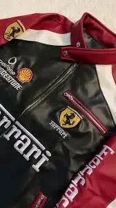 Original Black Ferrari Leather Jacket for Men - Premium Racing Style Streetwear
