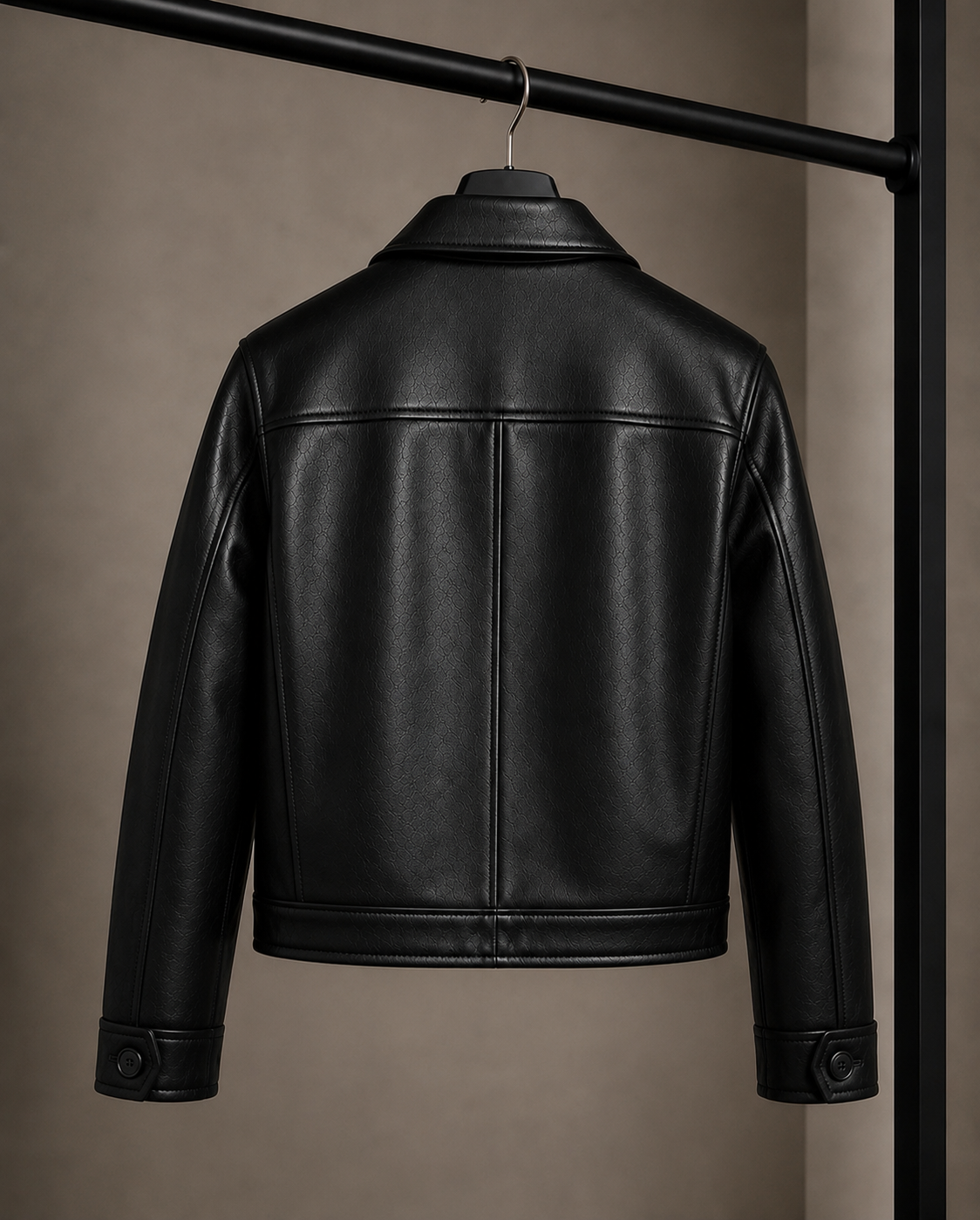 BANSTORE Faux Leather Fireman Clasp Jacket – Men’s Metal Hook Closure Buckle Jacket