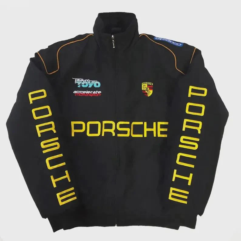 Lamborghini Parachute Racing Jacket | Retro F1 Oversized Streetwear for Men & Women | Embroidered Porsche Jacket India