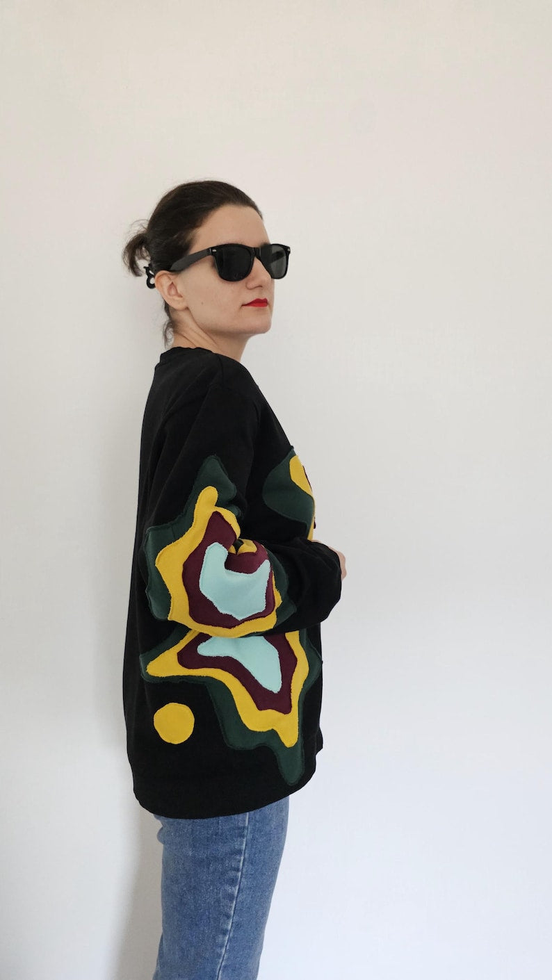 Banstore Upcycled Patchwork Sweatshirt – Handcrafted Unisex Sustainable Streetwear
