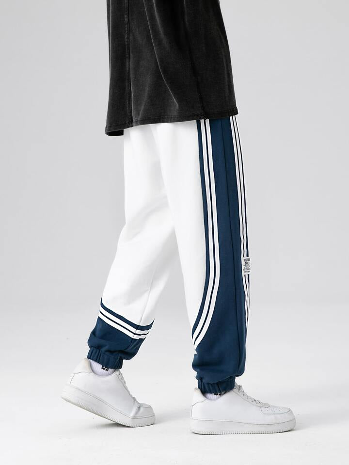 Banstore Dual-Tone Retro Striped Joggers – Classic Athletic Streetwear