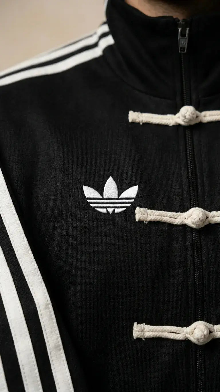 Streetwear Black CNY Jacket | Suede Stand Collar & Knot Buttons | Banstore