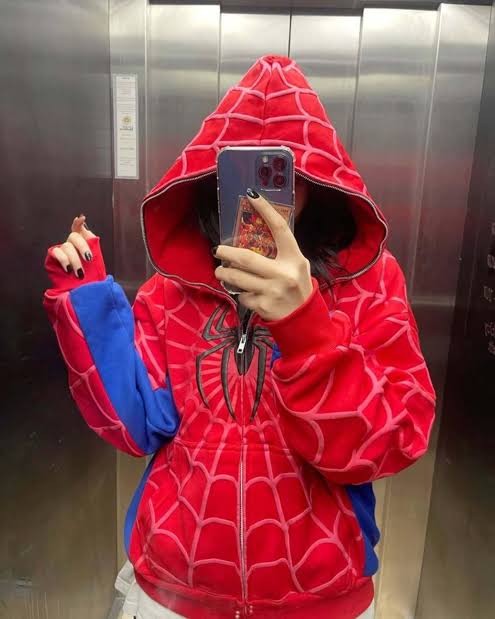 Spider Man Hoodie| Red Spider Web Print Zip-Up Hoodie | Banstore Clothing