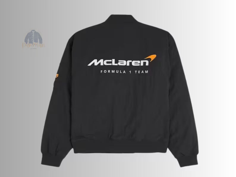 Black jacket with McLaren Formula 1 Team logo on a gray background