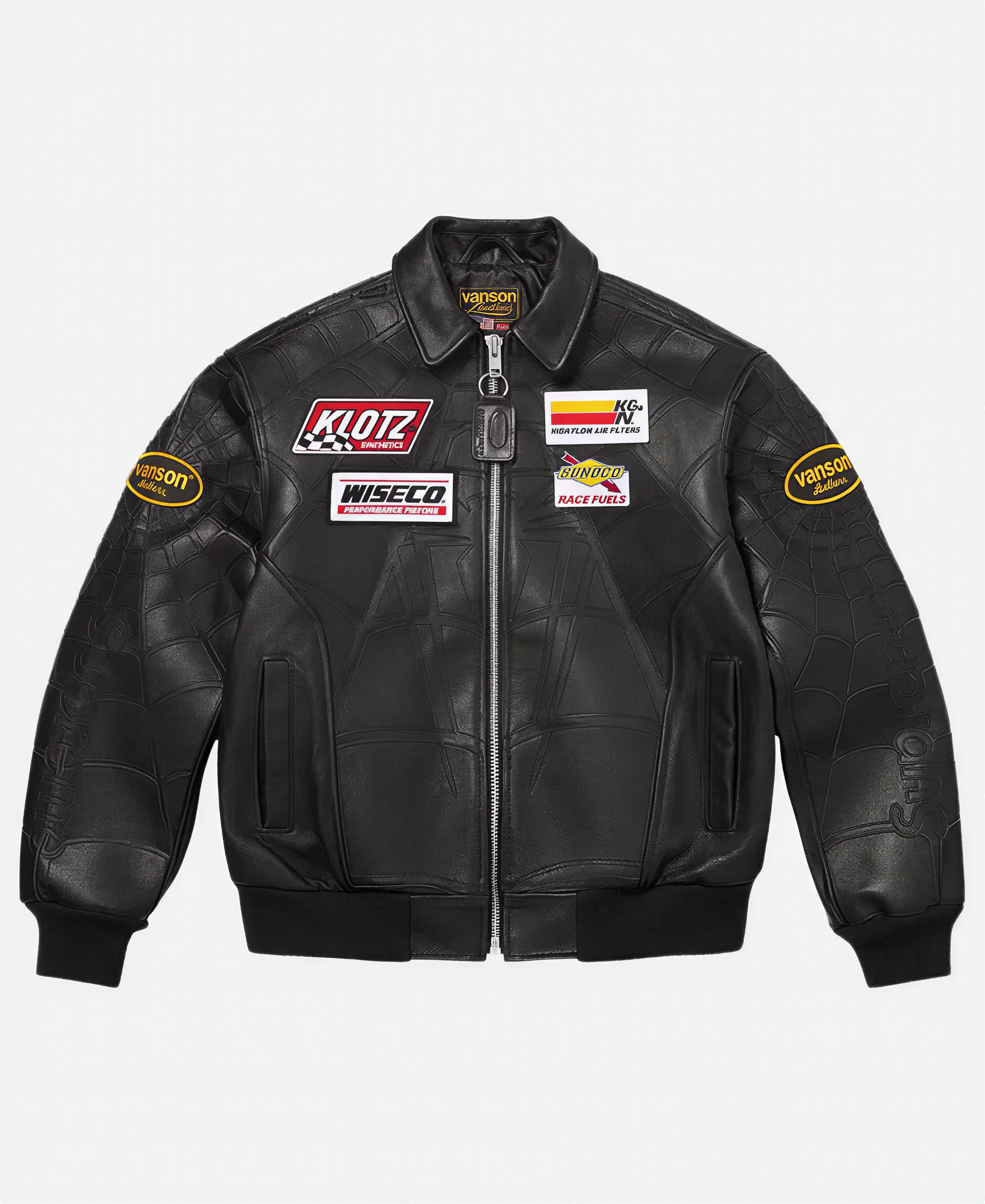 Supreme x Vanson Leathers "Spider-Man" Embroidered Leather Bomber – Black Jacket