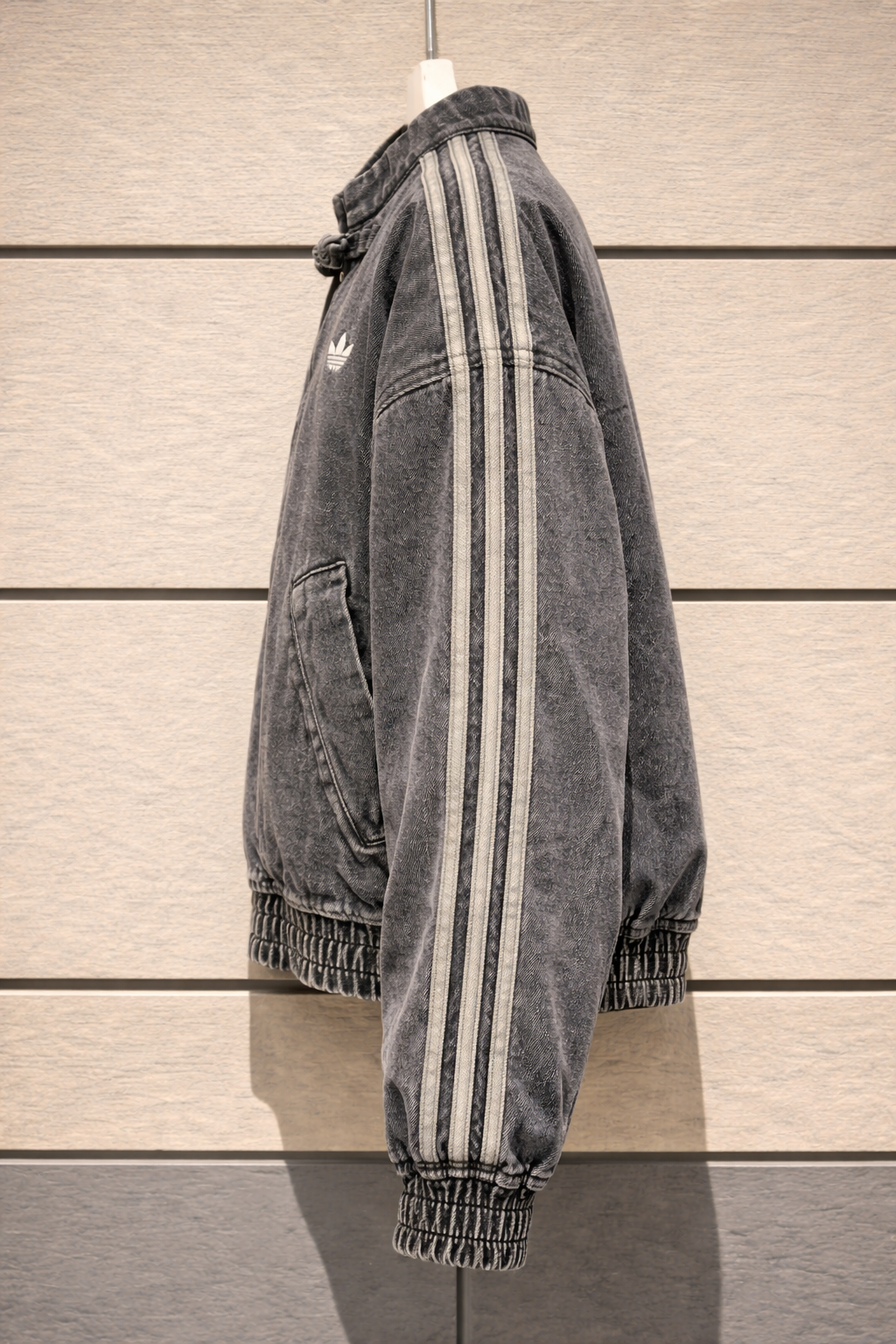 Banstore Vintage Washed Denim CNY Jacket – Oversized Stripe Sleeve Streetwear