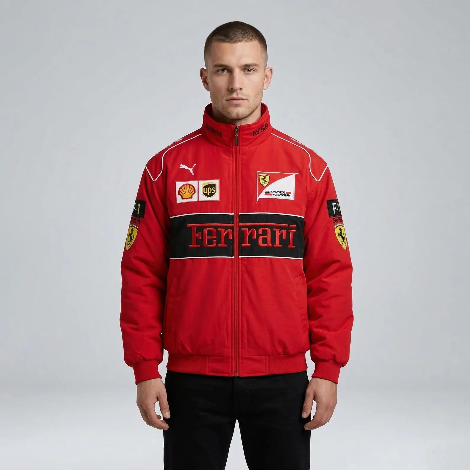 Banstore Ferrari red racing parachute jacket lightweight windbreaker