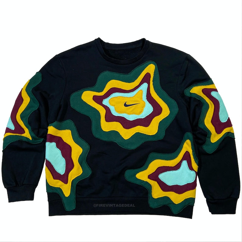 Banstore Upcycled Patchwork Sweatshirt – Handcrafted Unisex Sustainable Streetwear
