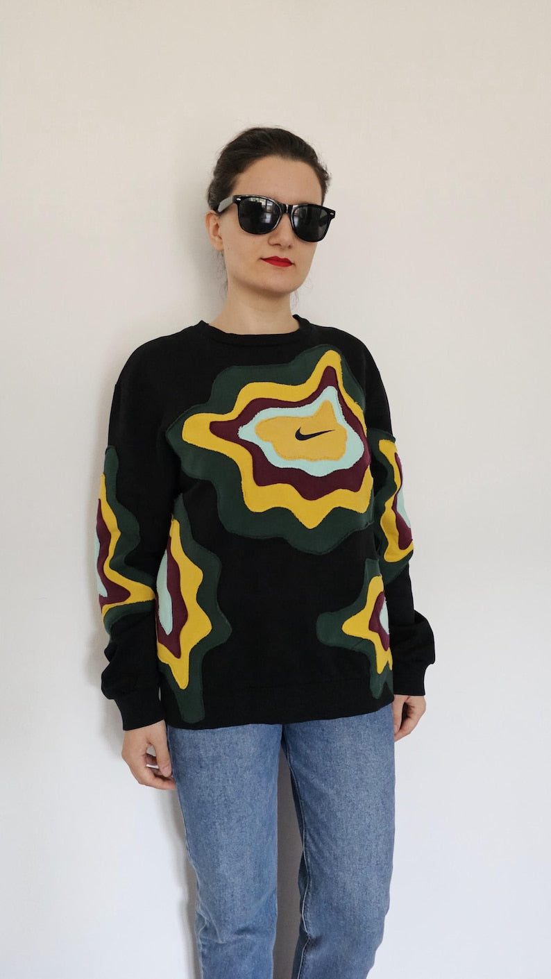 Banstore Upcycled Patchwork Sweatshirt – Handcrafted Unisex Sustainable Streetwear