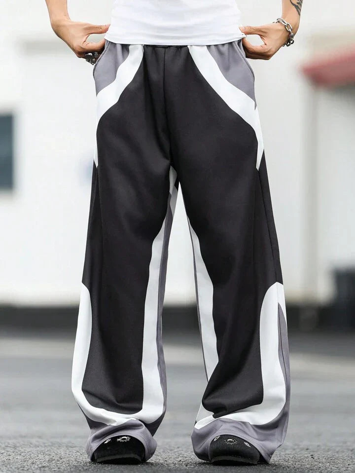 Banstore Abstract Flow Wide-Leg Sweatpants – Black & White Art Streetwear