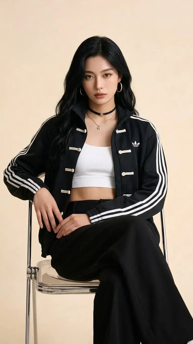 Streetwear Black CNY Jacket | Suede Stand Collar & Knot Buttons | Banstore