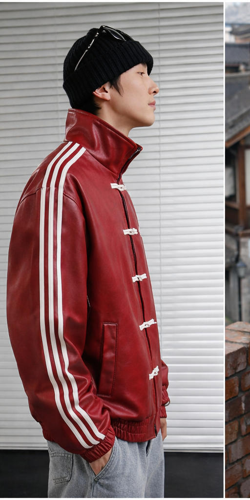 Banstore CNY Faux Leather Jacket – Lunar New Year Unisex Street Fashion