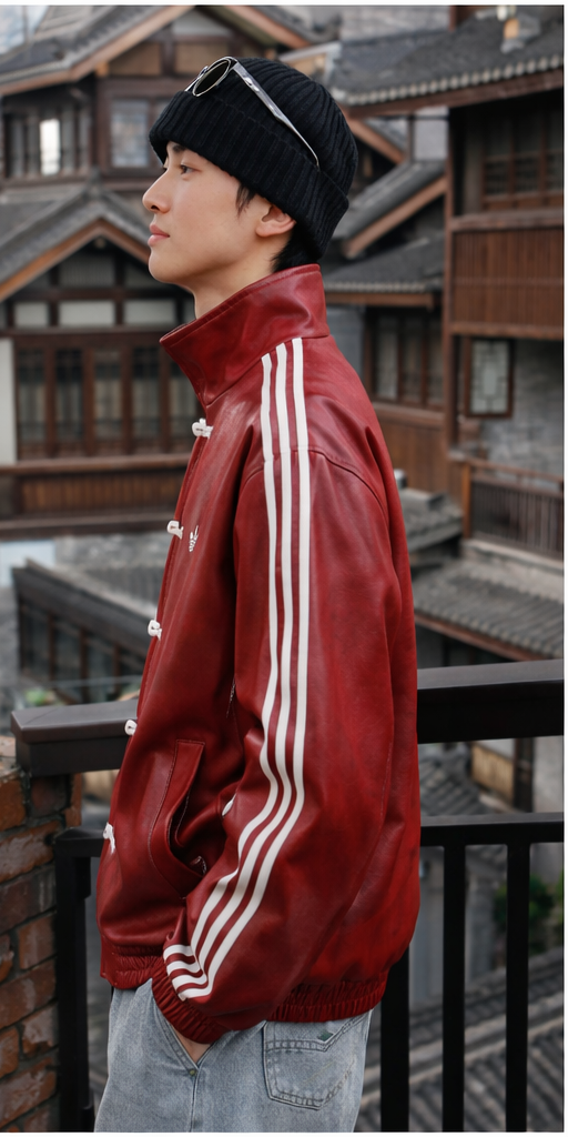 Banstore CNY Faux Leather Jacket – Lunar New Year Unisex Street Fashion