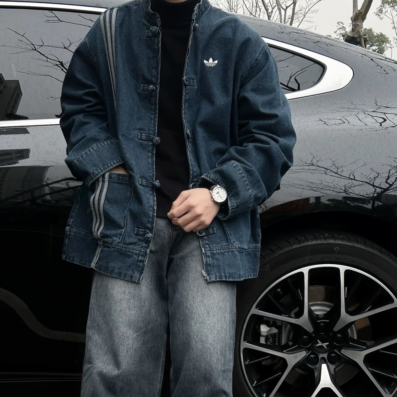 Banstore Premium Oversized Denim CNY Jacket | Distressed Lunar New Year Streetwear