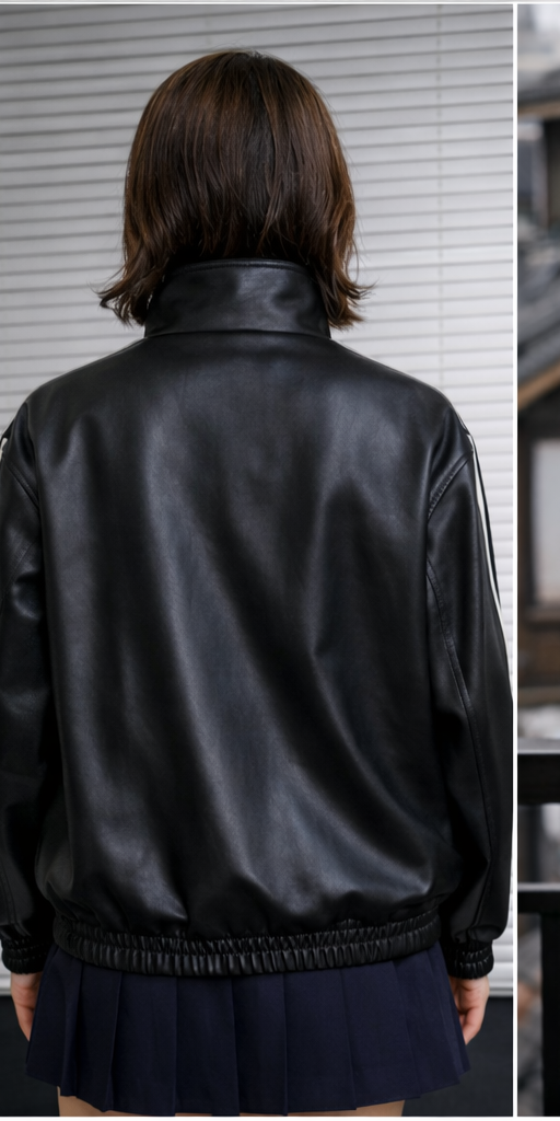 Banstore Black CNY Faux Leather Jacket – Asian Aesthetic Unisex Winter Streetwear