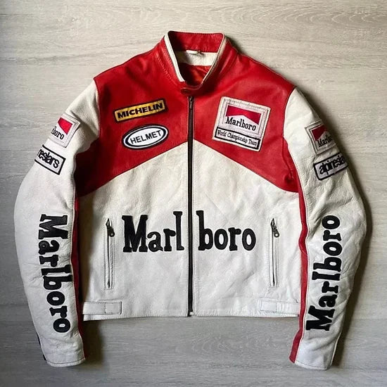 Marlboro Racing logo featured on a high-performance vehicle in an exciting motorsport event.