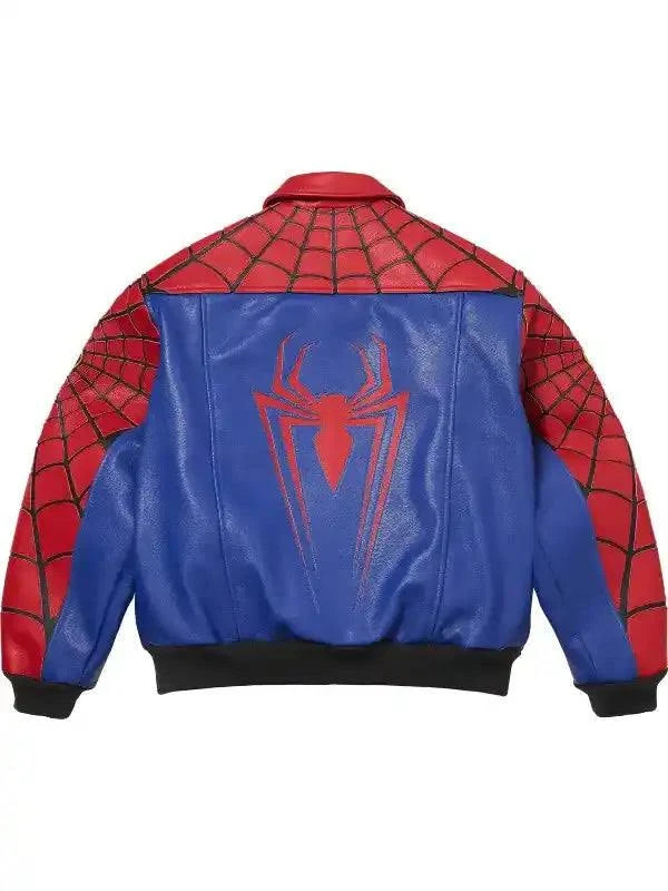 Banstore Spider Web Racing Leather Jacket - Red Blue Streetwear Edition